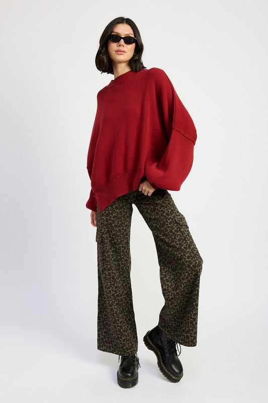 MID RISE WIDE LEG LEOPARD CARGO PANTS