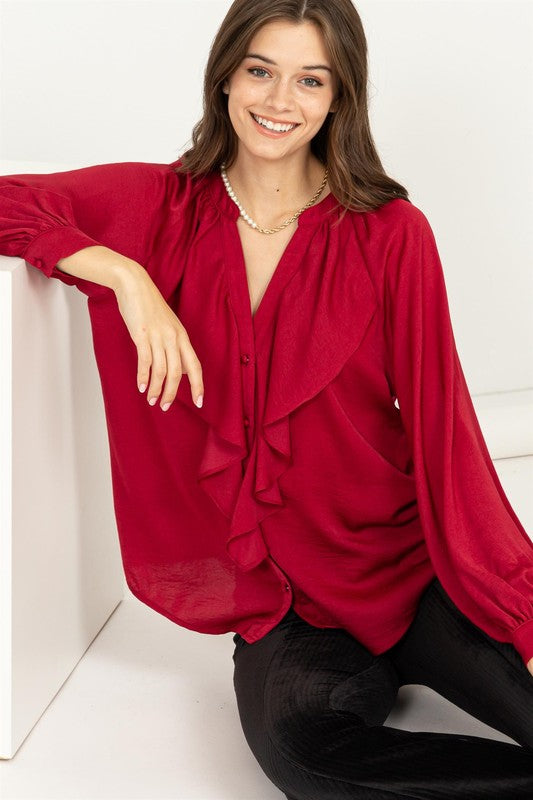 Long Sleeve Ruffle Blouse