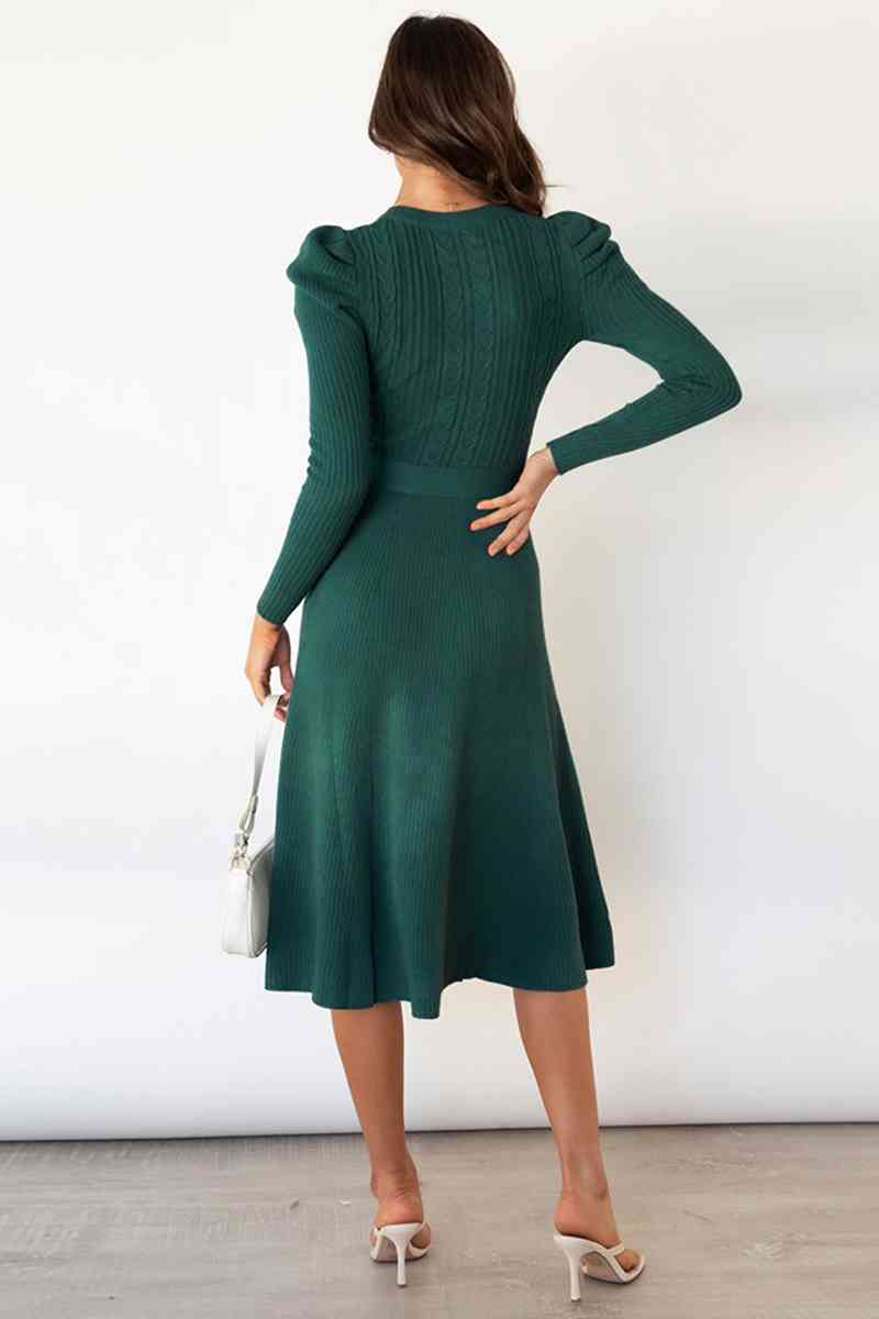 Cozy Tie Waist Sweater Dress