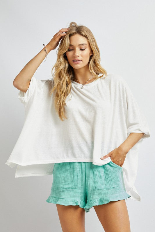 SOLID ROUND NECK LOOSE TOP