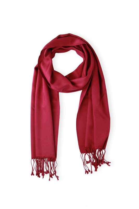 SAVEA SOLID SATIN SCARF MAROON | WREN & CHAR