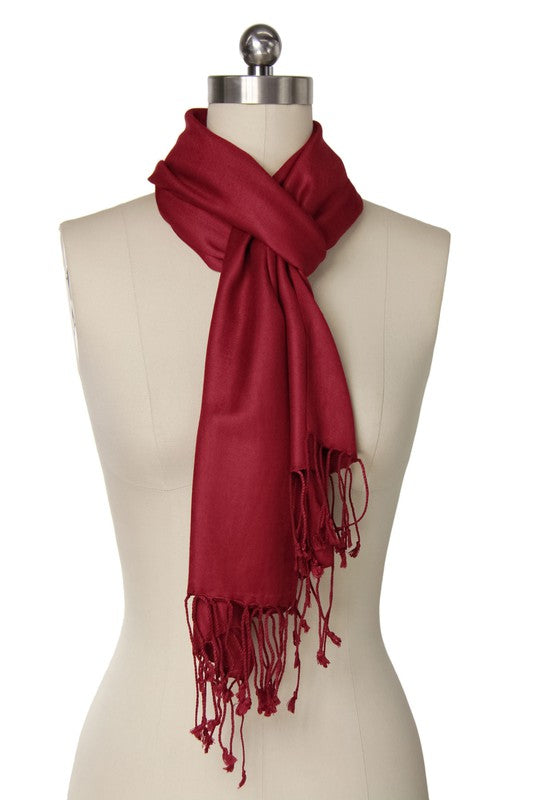 SAVEA SOLID SATIN SCARF MAROON | WREN & CHAR