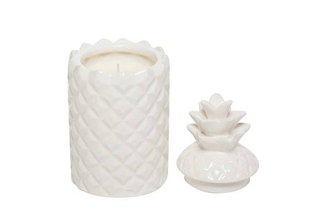 White pineapple wildflower scented candle
