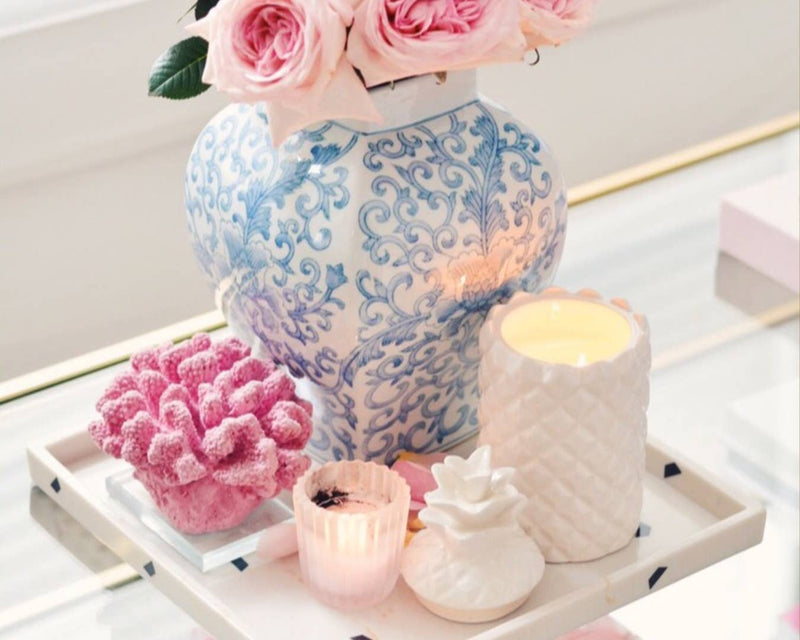 White pineapple wildflower scented candle