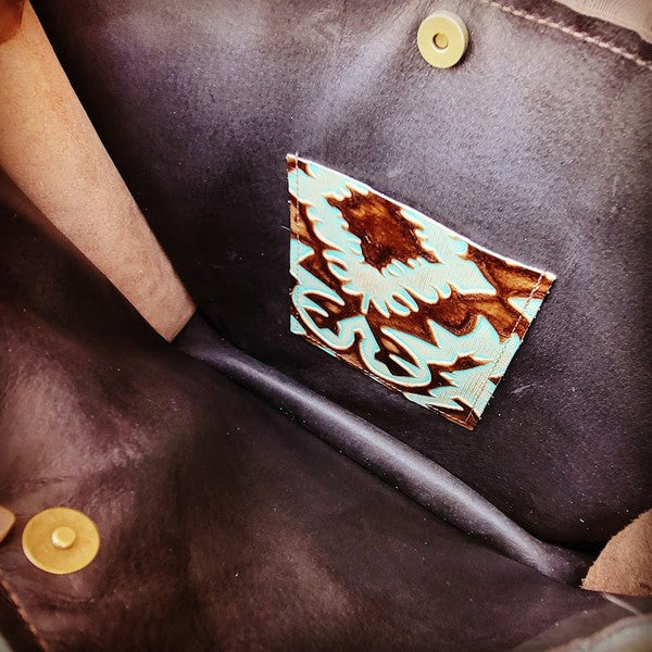 TURQUOISE LAREDO LEATHER HANDBAG