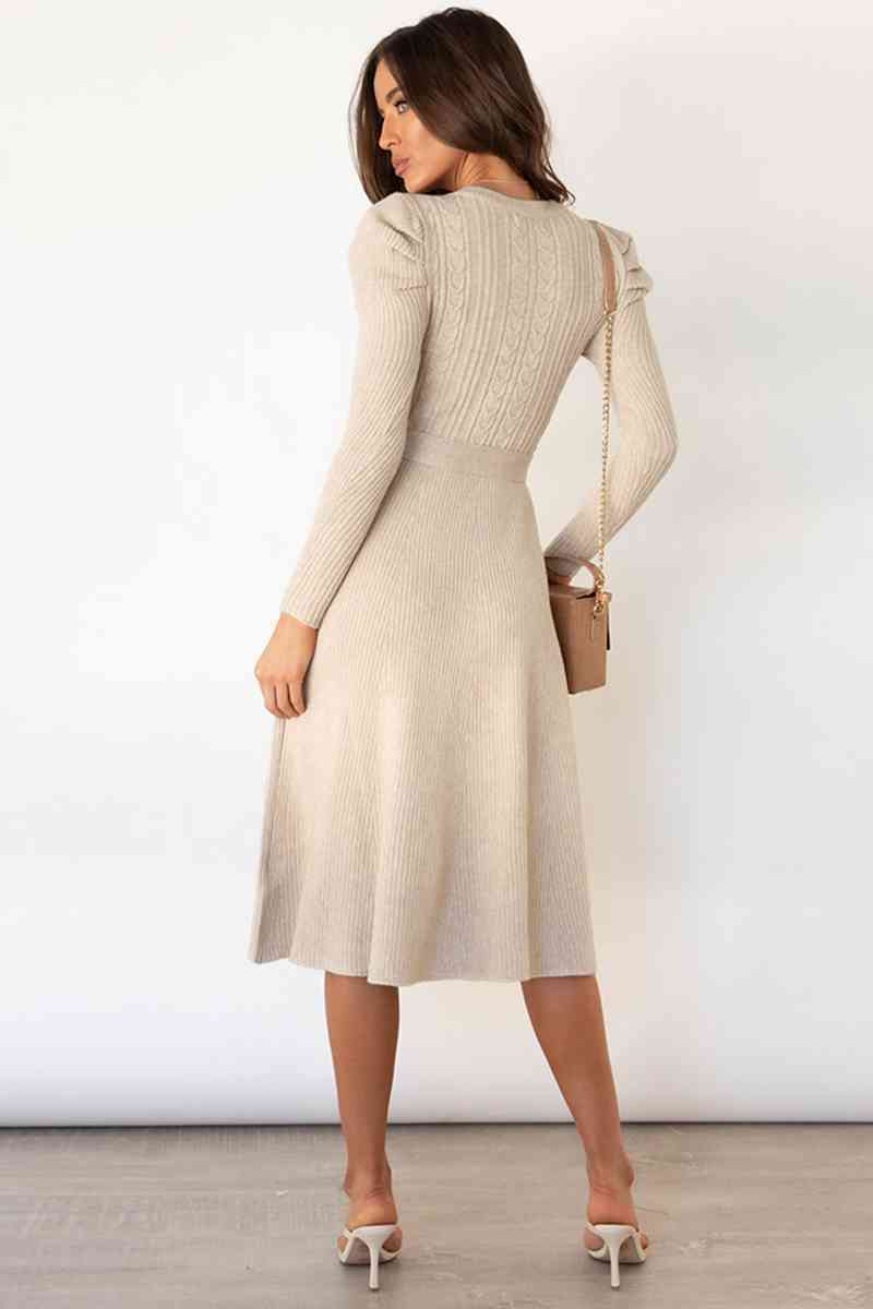 Cozy Tie Waist Sweater Dress