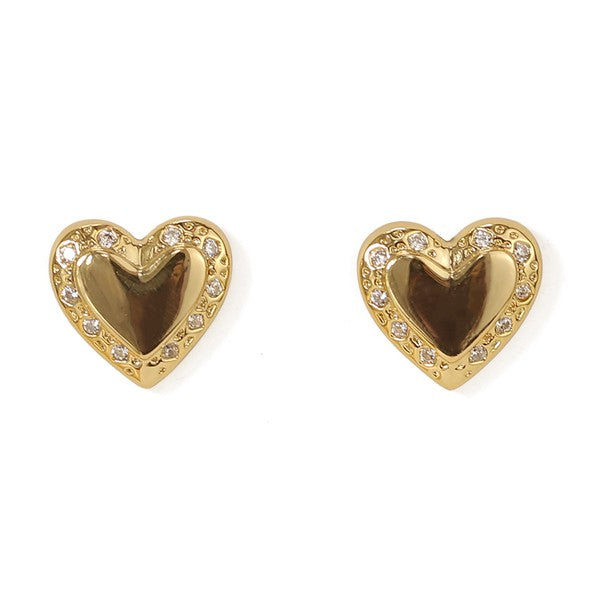 18K GOLD HEART ZIRCON EARRING