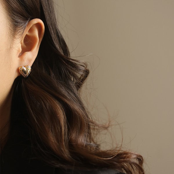 18K GOLD HEART ZIRCON EARRING