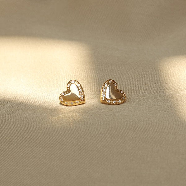 18K GOLD HEART ZIRCON EARRING