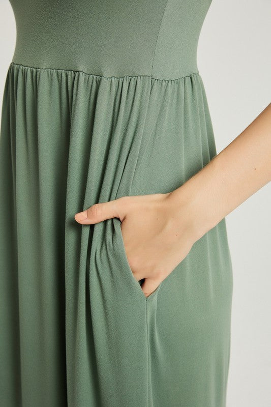 WOMEN'S SUMMER CASUAL MAXI DRESS WITH POCKET-SAGE WREN AND CHAR WOMEN'S SUMMER CASUAL MAXI DRESS WITH POCKET-SAGE WREN AND CHAR