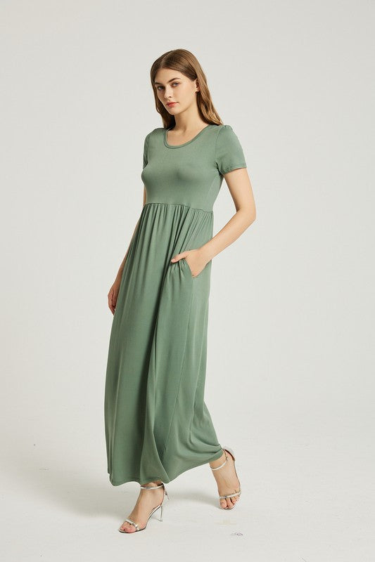WOMEN'S SUMMER CASUAL MAXI DRESS WITH POCKET-SAGE