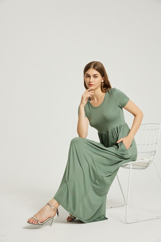 WOMEN'S SUMMER CASUAL MAXI DRESS WITH POCKET-SAGE