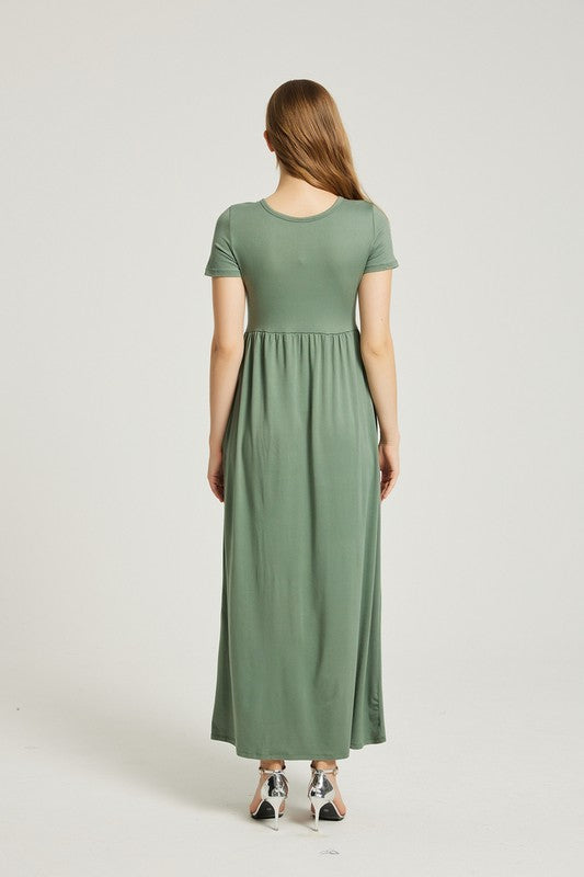 WOMEN'S SUMMER CASUAL MAXI DRESS WITH POCKET-SAGE