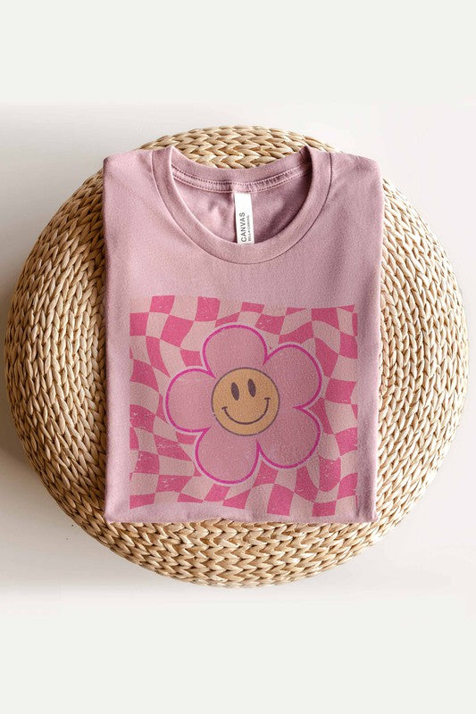 Smiley Checked Graphic T-Shirt