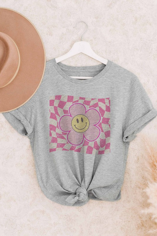 Smiley Checked Graphic T-Shirt