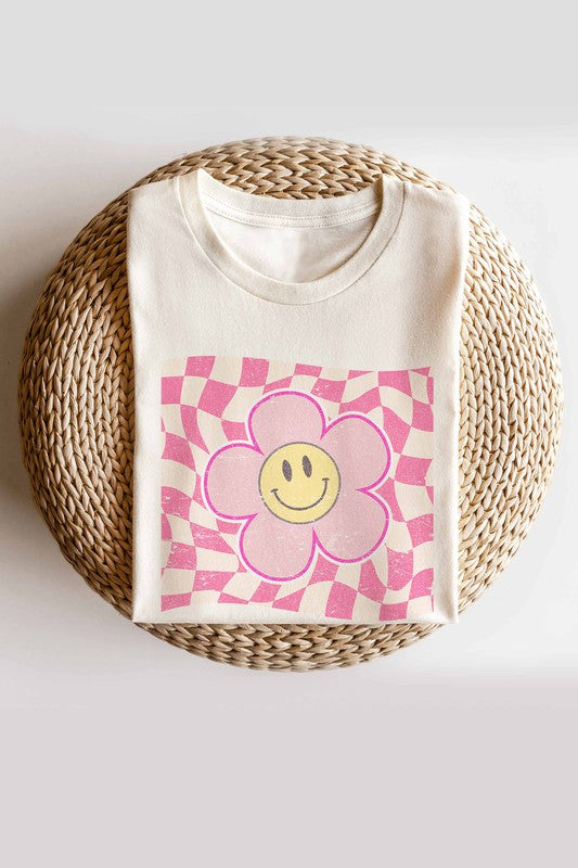 Smiley Checked Graphic T-Shirt