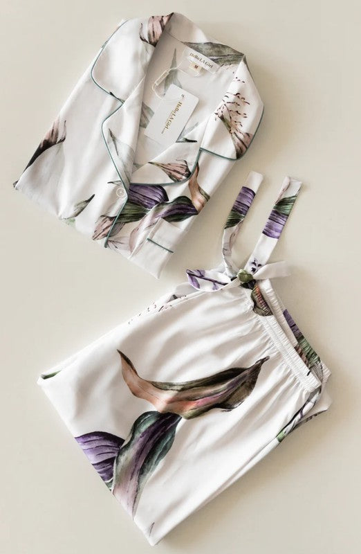 PURPLE FLORAL LONG SLEEVES PAJAMAS SET