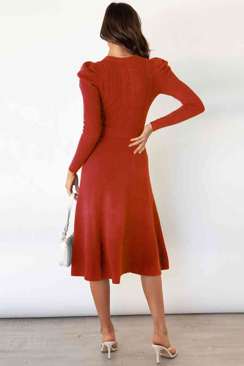 Cozy Tie Waist Sweater Dress