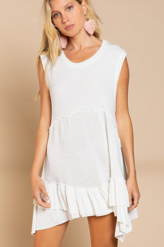 ruffle hem tunic top