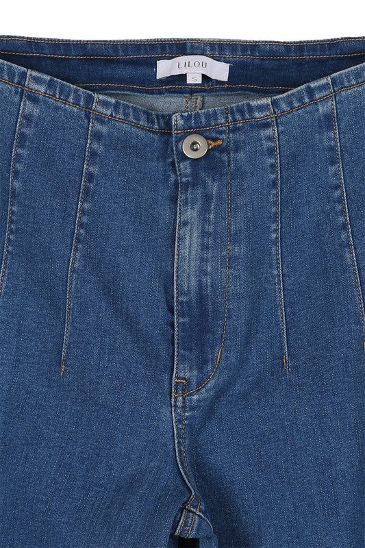 Robinson flared high waist pin tuck jeans