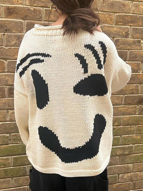 Happy Wink Long Sleeve Sweater