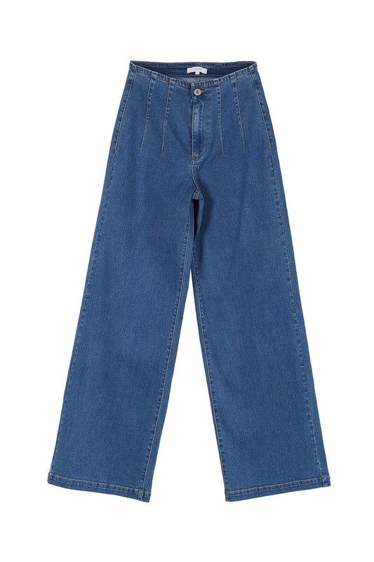 Robinson flared high waist pin tuck jeans