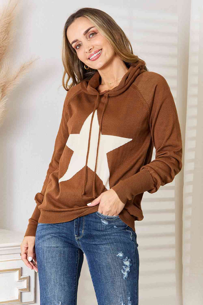 Heimish Star Full Size Star Graphic Hooded Sweater