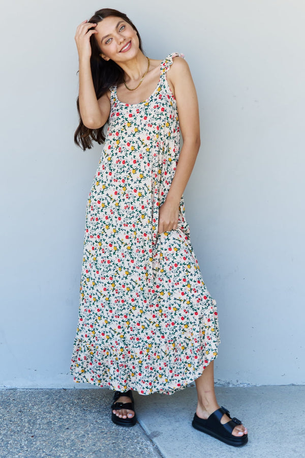 DOUBLJU IN THE GARDEN RUFFLE MAXI DRESS  - NATURAL ROSE