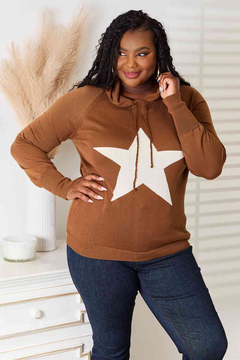 Heimish Star Full Size Star Graphic Hooded Sweater