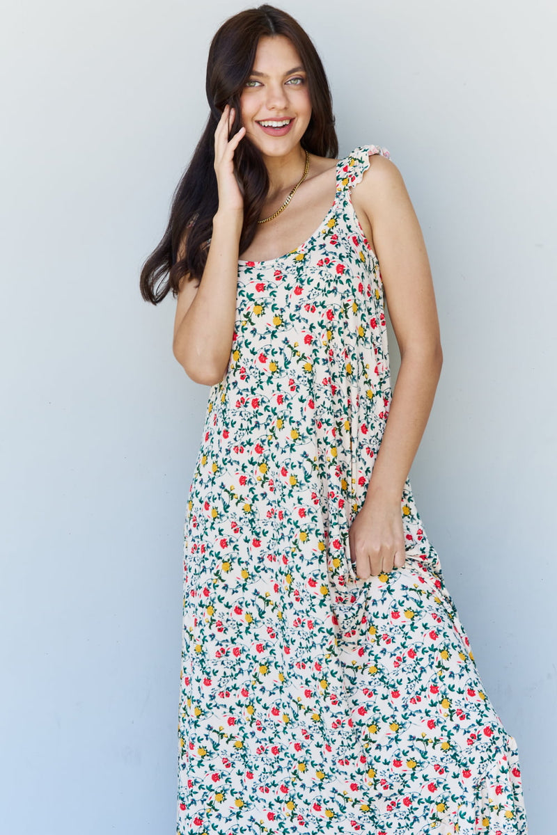 DOUBLJU IN THE GARDEN RUFFLE MAXI DRESS  - NATURAL ROSE