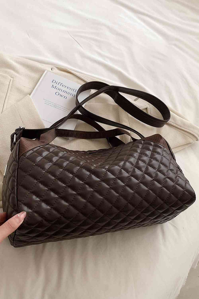 LARGE QUILTED PU LEATHER HANDBAG