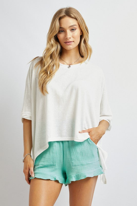 SOLID ROUND NECK LOOSE TOP
