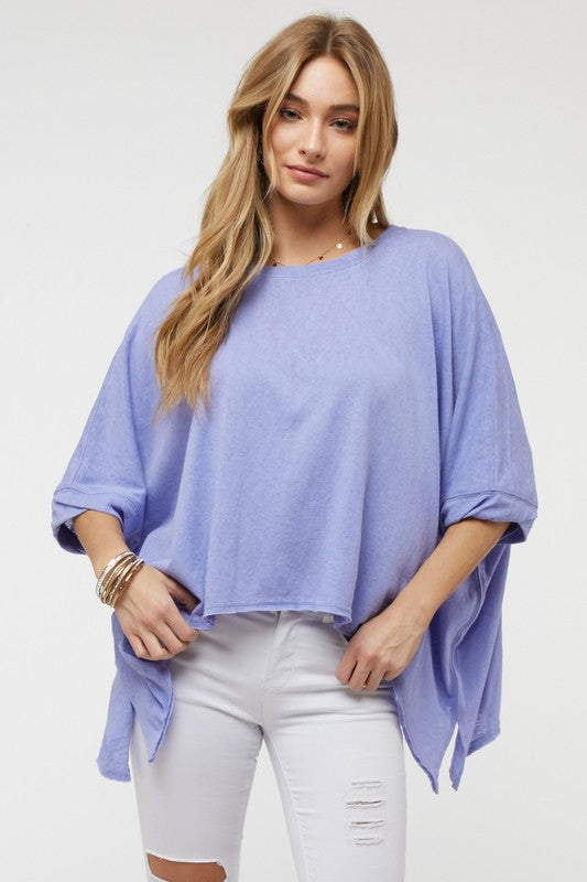 SOLID ROUND NECK LOOSE TOP