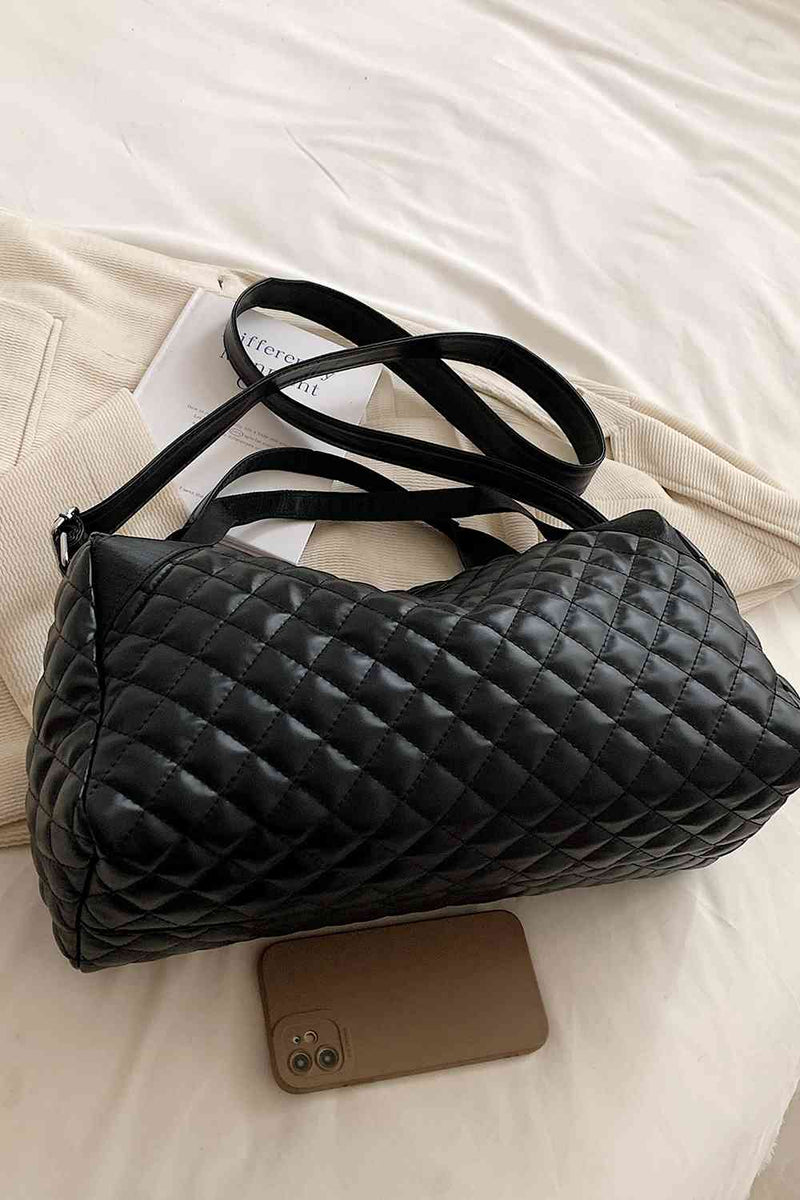 LARGE QUILTED PU LEATHER HANDBAG