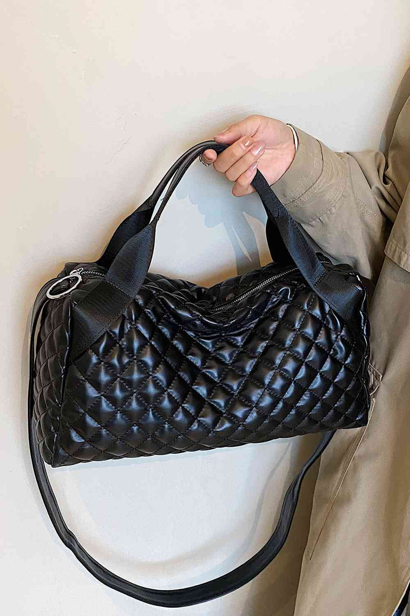 LARGE QUILTED PU LEATHER HANDBAG