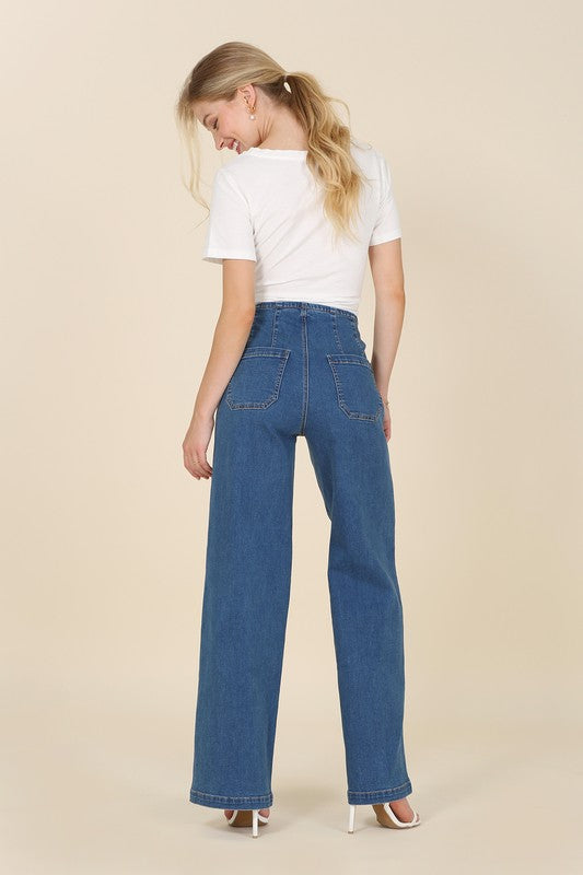 Robinson flared high waist pin tuck jeans