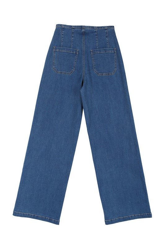 Robinson flared high waist pin tuck jeans