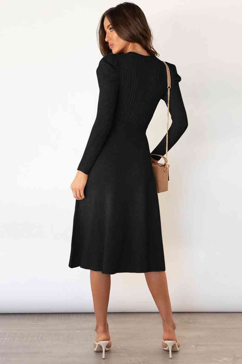 Cozy Tie Waist Sweater Dress