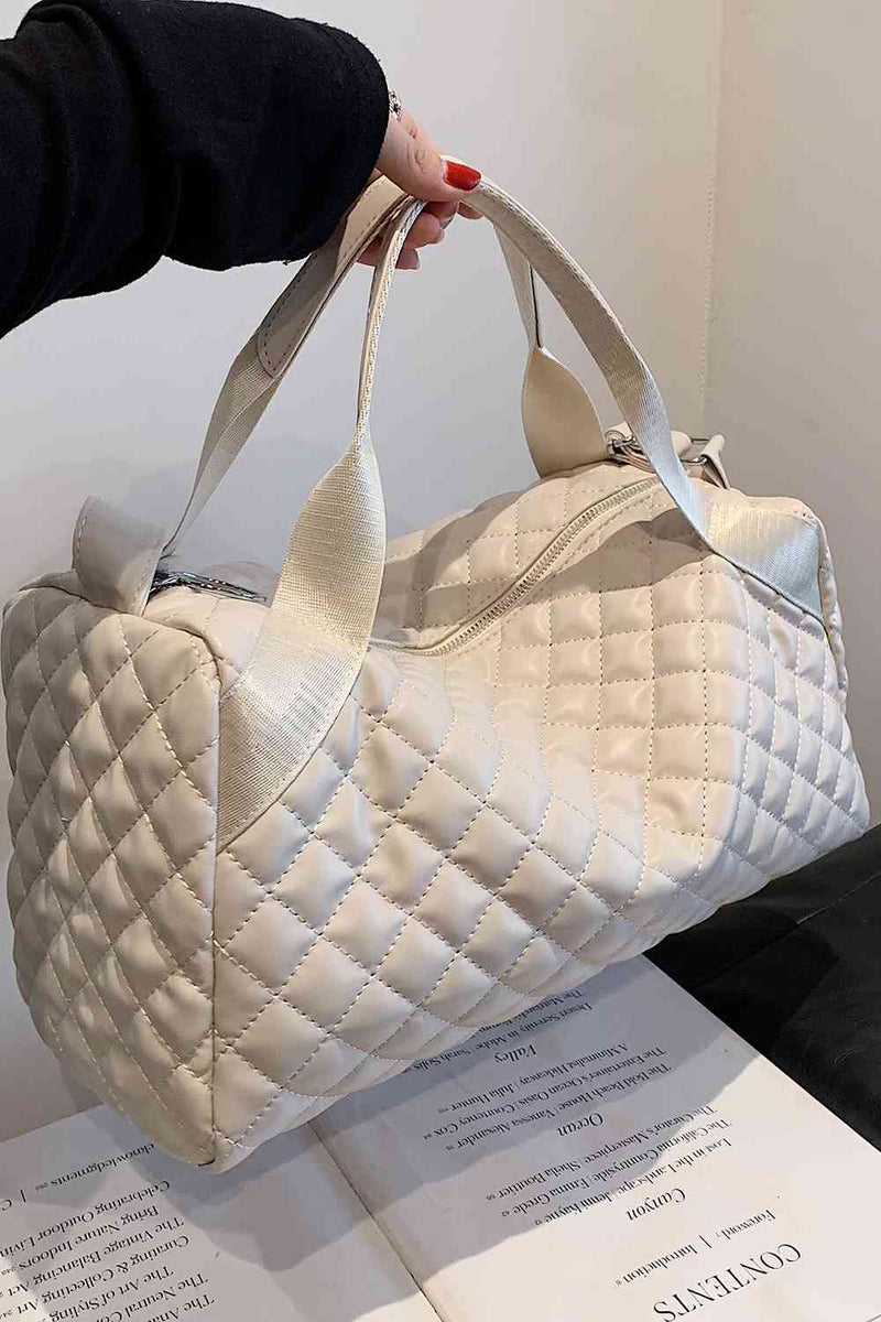 LARGE QUILTED PU LEATHER HANDBAG