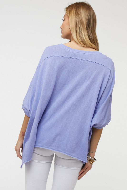SOLID ROUND NECK LOOSE TOP