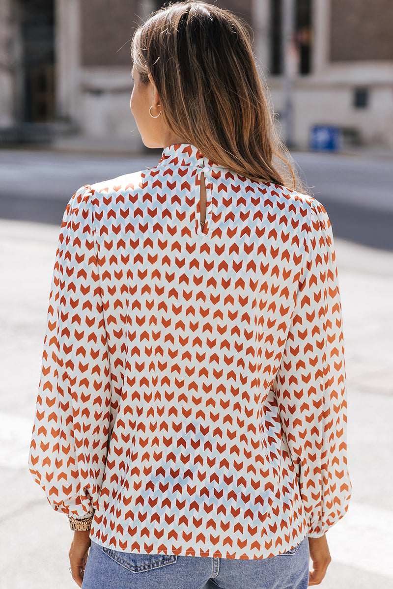 ARTSY PRINTED TIE NECK BLOUSE