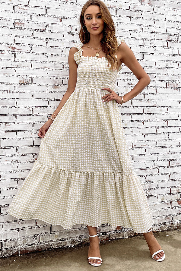 PLAID RUFFLE STRAP DRESS