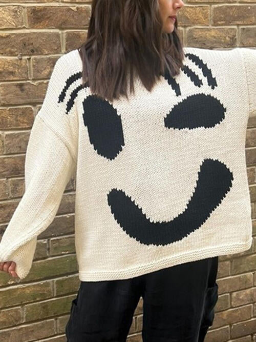 Happy Wink Long Sleeve Sweater