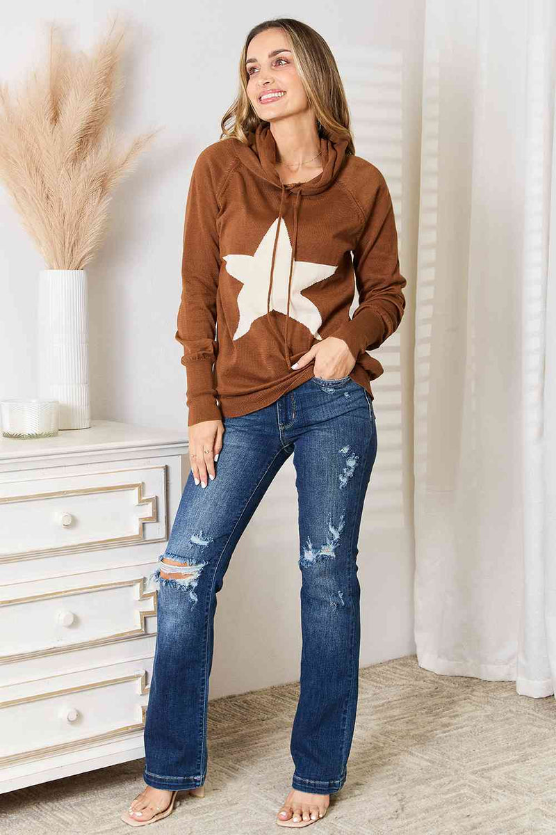 Heimish Star Full Size Star Graphic Hooded Sweater
