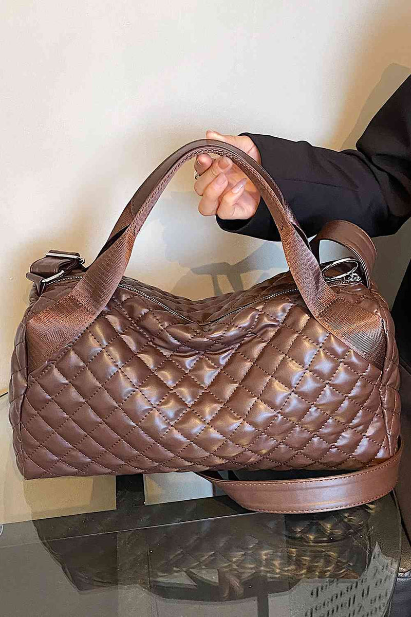 LARGE QUILTED PU LEATHER HANDBAG