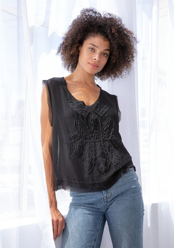 CHIFFON SLEEVELESS FLORAL TANK TOP