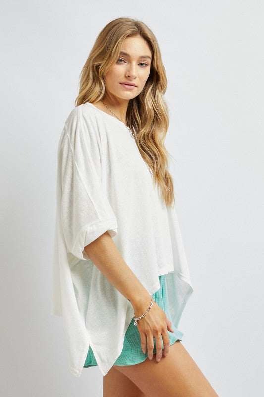 SOLID ROUND NECK LOOSE TOP